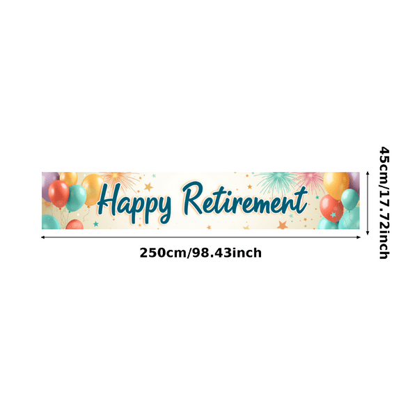 Colorful Design Happy Retirement Banner Decorative Party Balloons Polyester Material Celebration Banner for Retirement Party Event Celebration Indoor Use