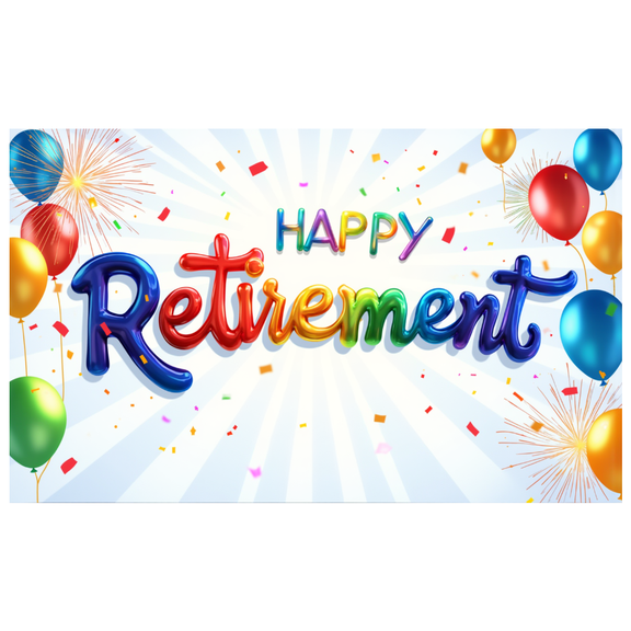 Colorful Design Happy Retirement Party Banner Balloon Decoration Decorative Elements Polyester Material for Retirement Celebration Indoor Decoration Party Event