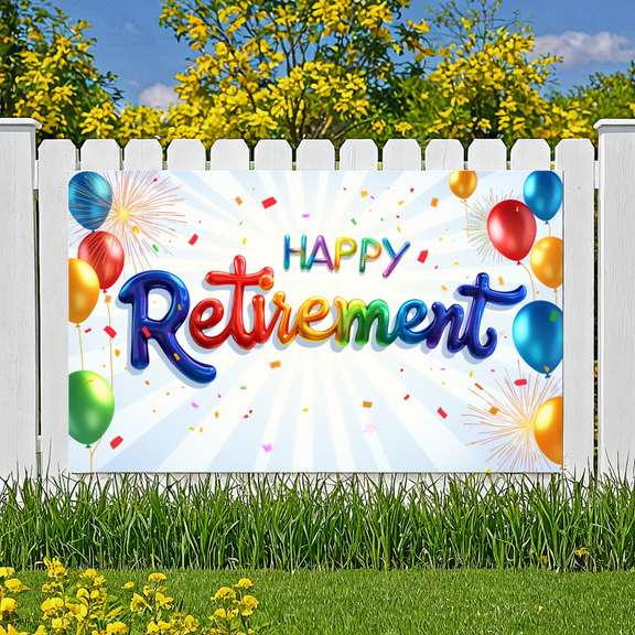 Colorful Design Happy Retirement Party Banner Balloon Decoration Decorative Elements Polyester Material for Retirement Celebration Indoor Decoration Party Event