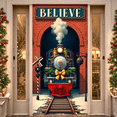 thumbnail image 1 of Colorful Design Holiday Banner Christmas Decoration Train Scene Decor Celebration Backdrop Believe Sign for Holiday Party Indoor Festive Gathering, 1 of 9