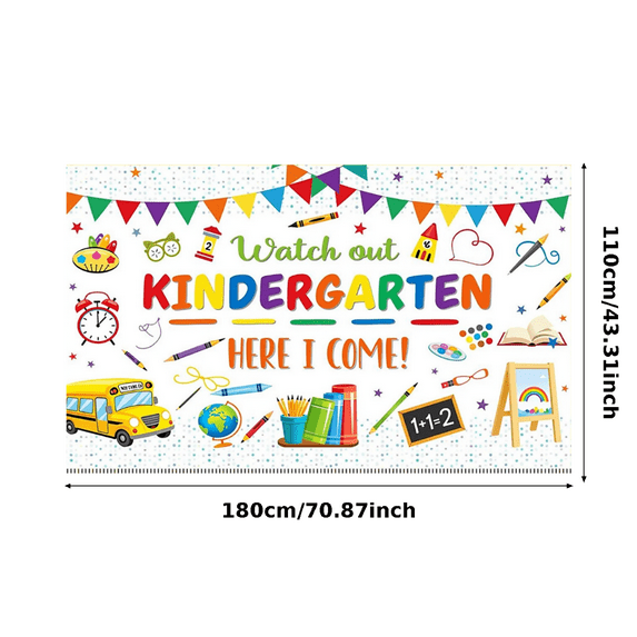 Colorful Design Kindergarten Banner Decorative Classroom Backdrop for Kids School Entry Learning Celebration
