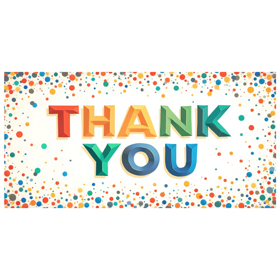 Colorful Design Lettering Thank You Decorative Banner for Party Events Celebrations