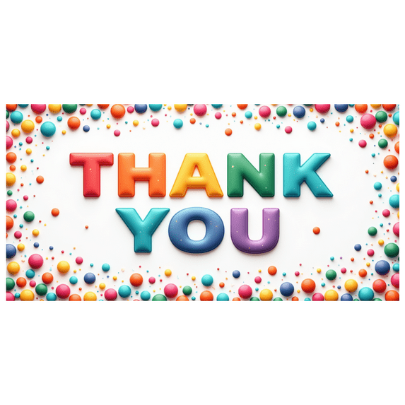 Colorful Design Lettering Thank You Decorative Banner for Party Events Celebrations