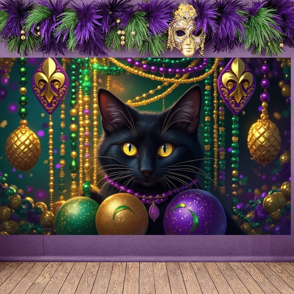 Colorful Design Mardi Gras Banner Masquerade Theme Carnival Display Feather Decoration Firework Pattern Festival Background for Carnival Party Mardi Gras Celebration Masquerade Ball