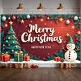 thumbnail image 1 of Colorful Design Merry Christmas Banner Festive Theme Holiday Decoration Snowman for Party Celebration Family Gathering Friends Reunion, 1 of 9