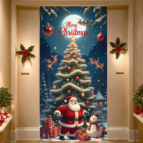 Colorful Design Merry Christmas Tree Banners Holiday Decoration for Christmas Party Indoor Celebration