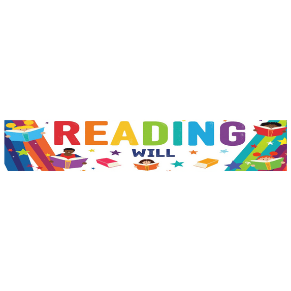 Colorful Design Reading Banner Educational Rainbow Inspirational for Classroom Decor Kids Reading Event Learning Space