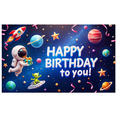 thumbnail image 1 of Colorful Design Space Birthday Banner Astronaut Cartoon Rocket for Kids Party Indoor Decoration Celebration, 1 of 7
