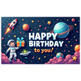 thumbnail image 1 of Colorful Design Space Birthday Banner Astronaut Cartoon Rocket for Kids Party Indoor Decoration Celebration, 1 of 7
