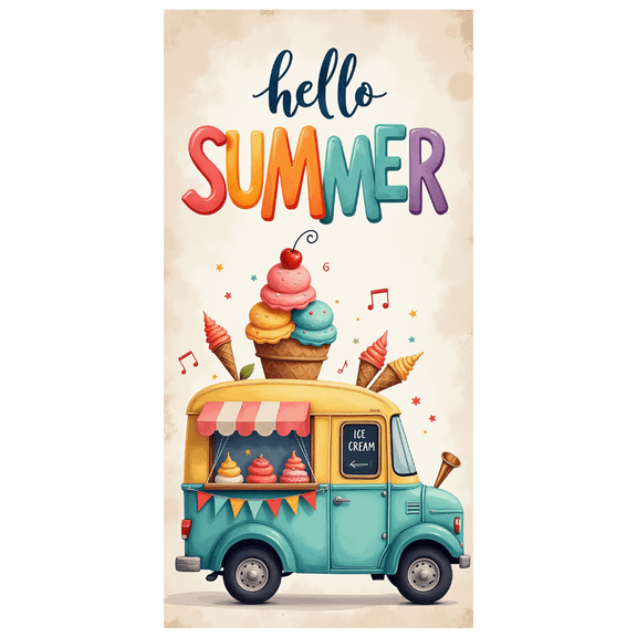 Colorful Design Summer Banner Decorative Ice Cream Festive Look for Outdoor Parties Seasonal Events Summer Gathering