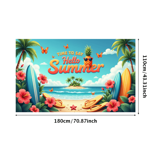 Colorful Design Summer Banner Tropical Theme Decorative Hello Summer for Beach Party Vacation Outdoor Event