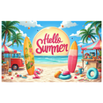 thumbnail image 1 of Colorful Design Summer Beach Banner Vibrant Surfboards Palm Trees Hello Summer for Outdoor Party Tropical Beach Event Vacation, 1 of 8