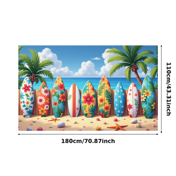 Colorful Design Surfboard Banner Floral Pattern Tropical Beach for Summer Party Outdoor Decor Vacation