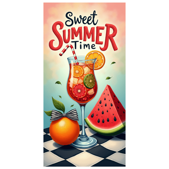 Colorful Design Sweet Summer Fruit Banner Refreshing Beverage for Summer Party Outdoor Decoration BBQ Picnic