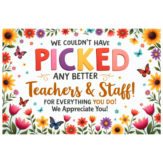 Colorful Design Teacher Appreciation Banner Vibrant Flower Pattern Staff Recognition Thank You Decoration for School Indoor Event Celebration