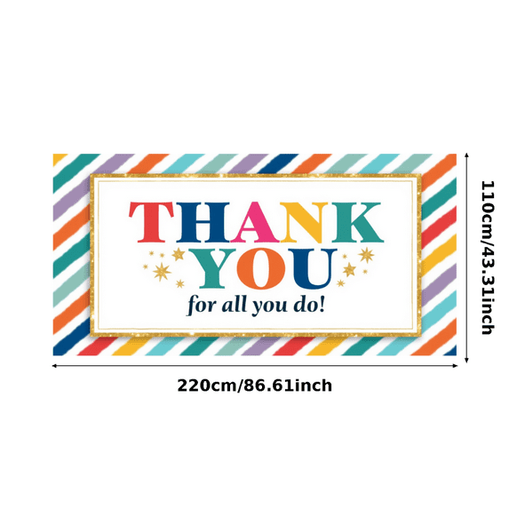Colorful Design Thank You Banner Decorative Stripes Gratitude Banner for Office Party Indoor Decoration Appreciation Event