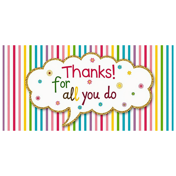Colorful Design Thanks Banner Glitter Text Appreciation Decoration for Teacher's Day Employee Recognition Party Decor