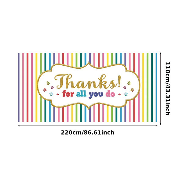 Colorful Design Thanks Banner Glitter Text Appreciation Decoration for Teacher's Day Employee Recognition Party Decor
