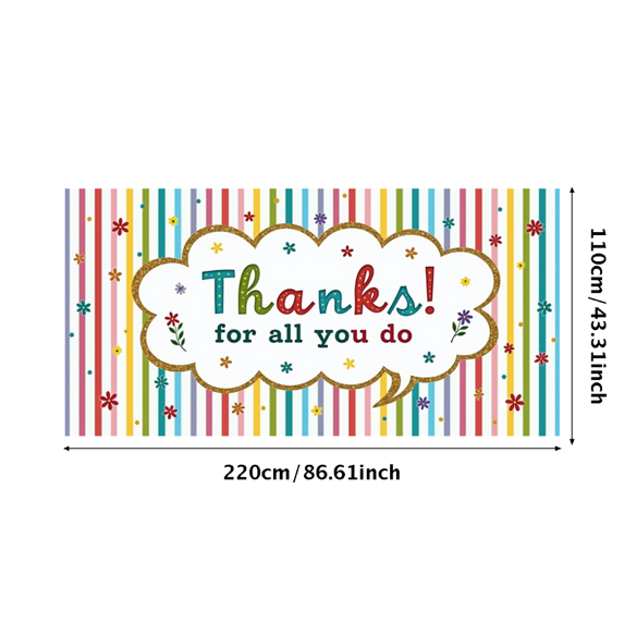 Colorful Design Thanks Banner Glitter Text Appreciation Decoration for Teacher's Day Employee Recognition Party Decor
