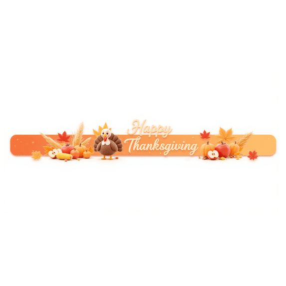 Colorful Design Thanksgiving Banner Autumn Turkey Pumpkin Leaves for Holiday Celebration Indoor Decoration Festival Event