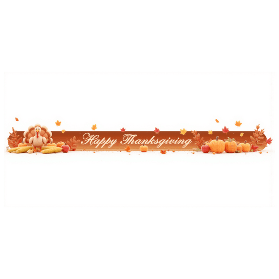Colorful Design Thanksgiving Banner Autumn Turkey Pumpkin Leaves for Holiday Celebration Indoor Decoration Festival Event