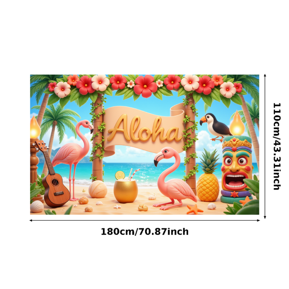 Colorful Design Tropical Banner Floral Decoration Hawaiian Theme Beach Background for Summer Party Luau Event Vacation Decoration