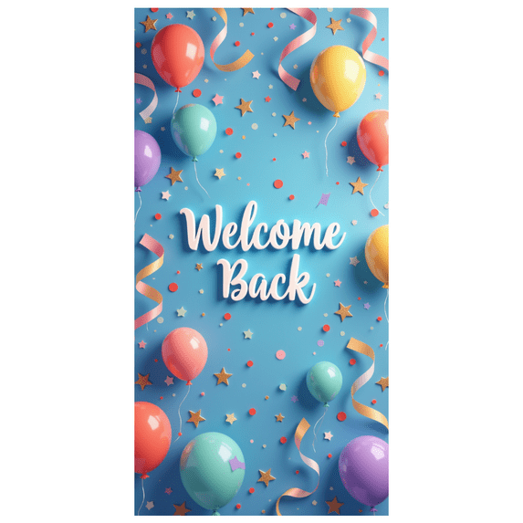 Colorful Design Welcome Back Banner Balloon Decoration Star Confetti Polyester Material for Office Party School Reunion Indoor Event