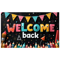 Colorful Design Welcome Back Banner for School Celebration Art Event Classroom Decoration