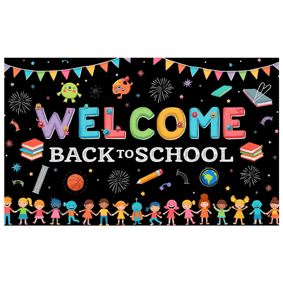 Colorful Design Welcome Banner Monsters Theme School Decor Back to School Banner for Classroom Decoration Kids Event Kindergarten