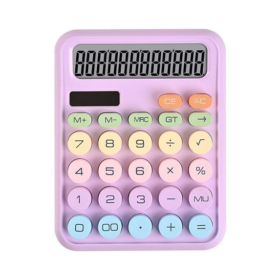 Colorful Desktop Calculator 12 Digit Large Display, Dual Power Solar and Battery, Cute Candy Color Basic Calculator for School Office Home