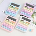 thumbnail image 1 of Colorful Desktop Calculator 12 Digit Large Display, Dual Power Solar and Battery, Cute Candy Color Basic Calculator for School Office Home, 1 of 3