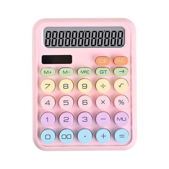 Colorful Desktop Calculator 12 Digit Large Display, Dual Power Solar and Battery, Cute Candy Color Basic Calculator for School Office Home