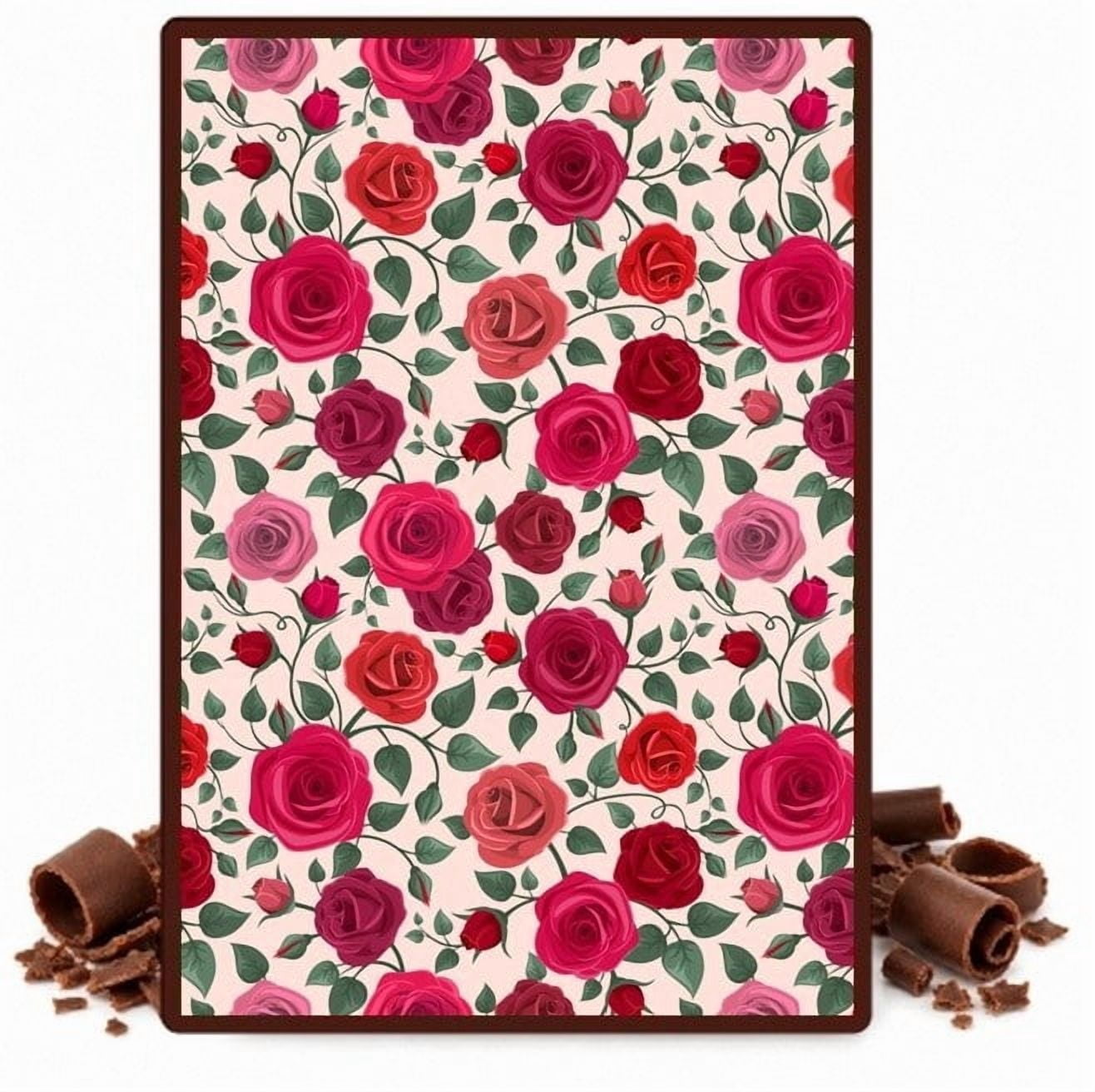 Colorful Detailed Roses Pattern Edible Chocolate Transfer Sheet, by ...