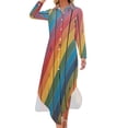 thumbnail image 1 of Colorful Diagonal Striped Wood Panel Shirt Dress Long Sleeve Street Fashion V Neck Oversized Casual Dress Women Evening Dress, 1 of 7