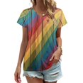 thumbnail image 1 of Colorful Diagonal Stripes Wood Print Women's Blouse Short Sleeve Women's Top T-Shirt Spring Summer Clothes, 1 of 7