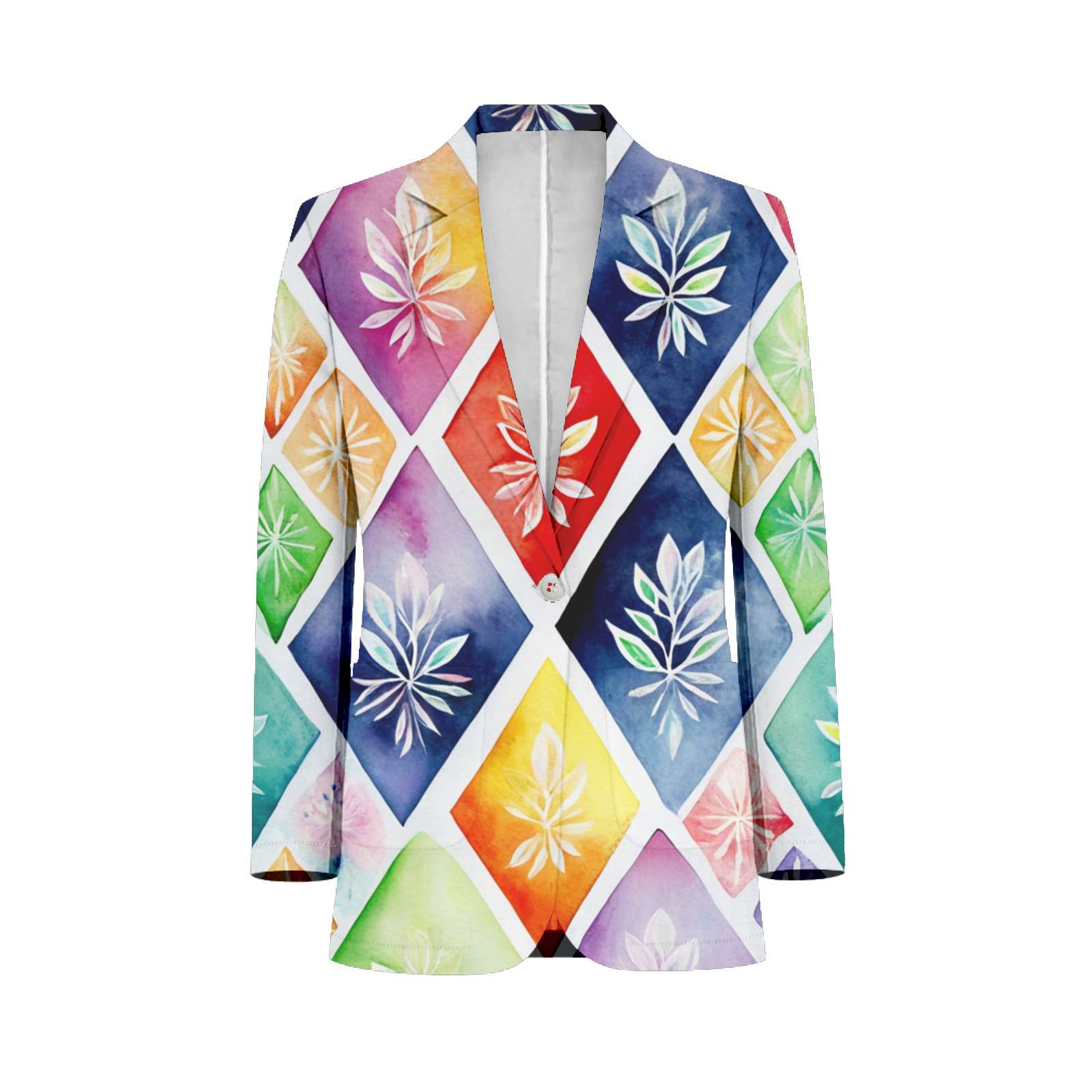 Colorful Diamond Floral Pattern Mens Suits Shawl Collar Slim Fit Suit ...