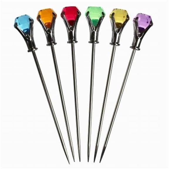 Colorful Diamond Head Martini Picks - Set Of 6