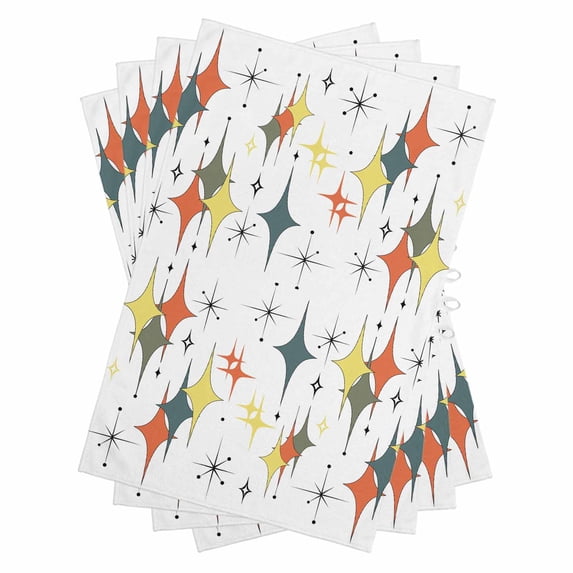 Colorful Diamond Kitchen Towels Set of 4, Water Absorbent Dish Towel, Modern Geometric Middle Century White Decorative Hand Towels - Quick Drying Cloth for Cooking Baking, 18x28 Inch