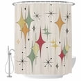 thumbnail image 1 of Colorful Diamond Shower Curtain, Waterproof Shower Curtains for Bathroom, Modern Geometric Middle Century Beige Retro Washable Fabric Bathtub Curtain Set Bath Decor with 12 Hooks Extra Long 72"x96", 1 of 6
