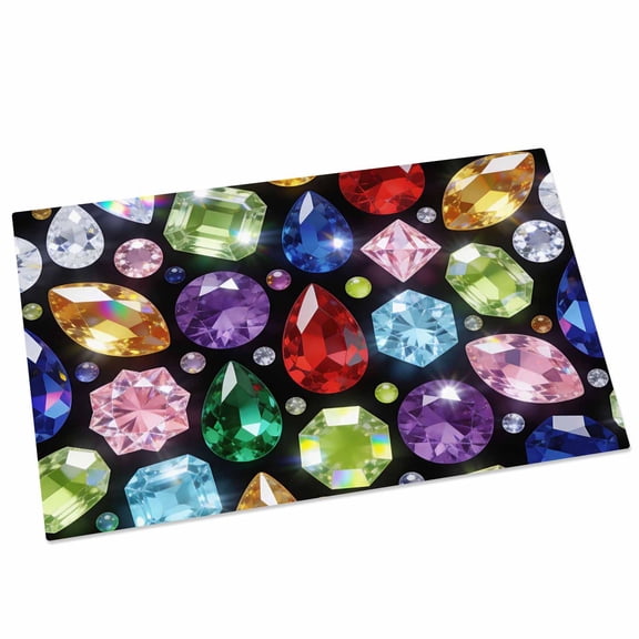 Colorful Diamonds Door Mat 20x31.5 Inch Sparkling Colored Gemstone Red Blue Yellow Pink Entryway Rug with Non-Slip Rubber, Front Door Mat Indoor Floor Mats for Living Room Bathroom Bedroom