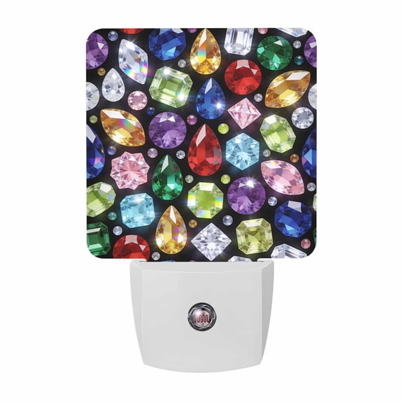 Colorful Diamonds Night Lights, Sparkling Colored Gemstone Red Blue Yellow Pink Smart Auto Dusk to Dawn Sensor Nightlights Plug-in Nightlight for Bedroom Bathroom Living Room Kitchen Hallway