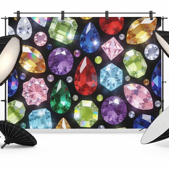 Colorful Diamonds Photography Backdrop 12x8FT, Sparkling Colored Gemstone Red Blue Yellow Pink Photo Backdrops, Background for Photography Studio Photo Studio Background, Back Drop for Photoshoot
