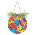 Colorful Dice Cartoon Circular Door Plate Waterproof Sign Easy