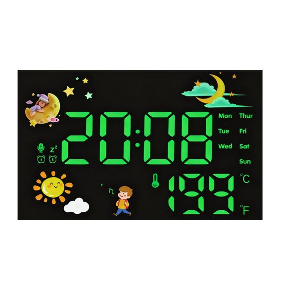 Colorful Digital Clock With Real Time Temperature Monitoring Builtin Date Feature Color Screen Wall Plugs Power