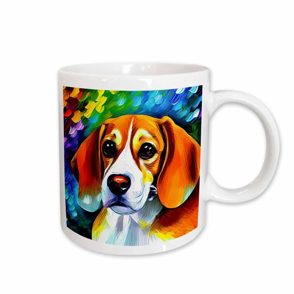 3drose, Colorful Digital Painting of a Beagle Dog Breed. Gifts for Family, Charm, 15oz Mug