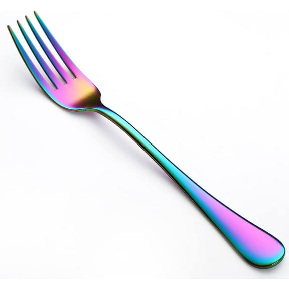 Colorful Dinner Forks Set of 8, Stainless Steel Rainbow 8-Piece Silverware Dinner Fork Set, Modern Muticolorful Flatware Forks, Mirror Polished,