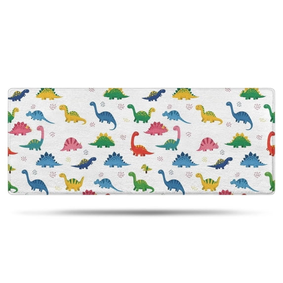 Colorful Dinosaur Assortment Pattern Bathroom Rugs Mat,Non Slip Microfiber Bathroom Rug,Rubber Backing,Soft Bathroom Mats for Bathroom Floor,Tub and Shower,60x24in(150x60cm)
