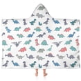 thumbnail image 1 of Colorful Dinosaur Assortment Pattern Hooded Bath Towel，60"x35" for Ages 3 To 12 Kids, Quick Dry Lightweight Soft Microfiber Hood Beach Towel Cover Up for Kids, 1 of 7