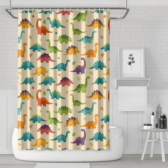 Colorful Dinosaur Assortment Pattern Shower Curtain 72"x72" ,Bathroom Decorative Shower Curtains Set with 12 Hooks,Modern Waterproof Washable Shower Curtain
