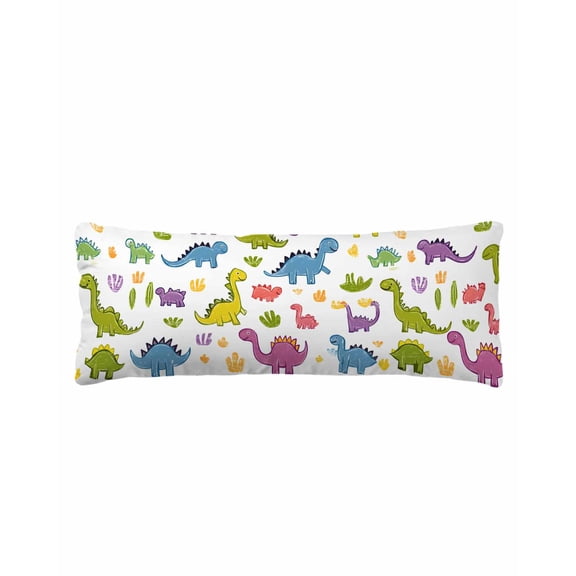 Colorful Dinosaur Body Pillow Cover 20 x 54 Inch Decorative Pillow Cover Cute Cartoon Animals Lumbar Pillowcase Seasonal Rectangle Cushion Case for Couch Sofa Bed Living Room